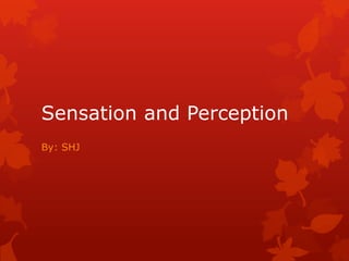 Sensation and Perception
By: SHJ
 