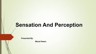 Sensation And Perception
Presented By:
Menal Hasan
 