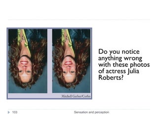 Sensation and perception103
Do you notice
anything wrong
with these photos
of actress Julia
Roberts?
 