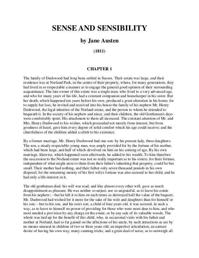 Sense and sensibility by Jane austen
