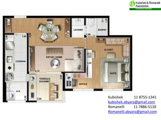 Kubishek       11 8755-1341
kubishek.abyara@gmail.com
Romanelli     11 7886-5110
Romanelli.abyara@gmail.com
 