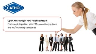 Open API strategy: new revenue stream 
Fostering integration with ERPs, recruiting systems 
and HR/recruiting companies 
 