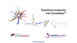 Exploiting Complexity with 
SenseMaker® 
narrativeinsights.com 
 