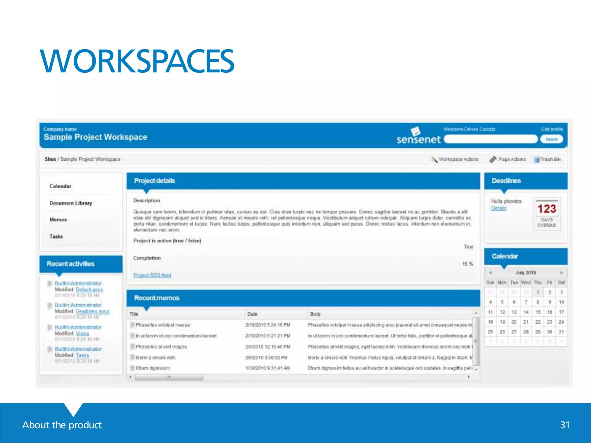 About the product 31
WORKSPACES
 