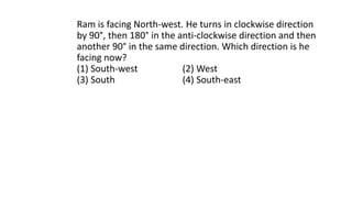 SENSE OF DIRECTION questions for psc exams | PDF