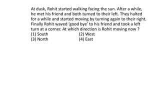 SENSE OF DIRECTION questions for psc exams | PDF