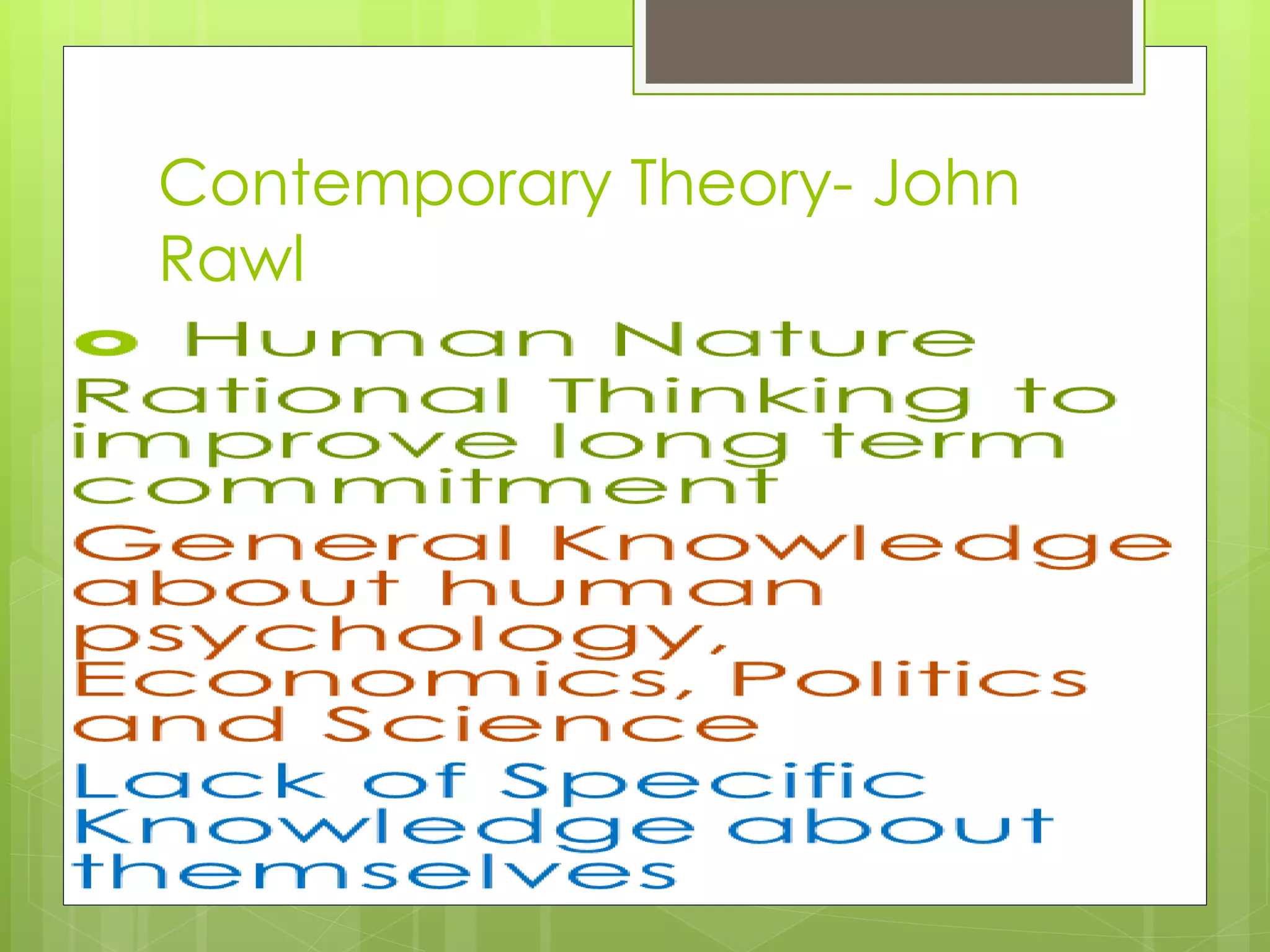 Contemporary Theory- John
Rawl
 