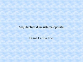 Arquitectura d'un sistema operatiu
Diana Letitia Ene
 