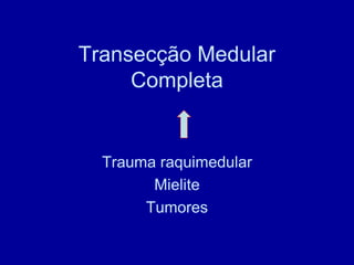 Transecção Medular
Completa
Trauma raquimedular
Mielite
Tumores
 