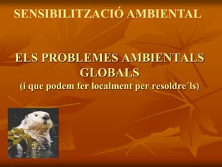 SENSIBILITZACIÓ AMBIENTAL


ELS PROBLEMES AMBIENTALS
         GLOBALS
(i que podem fer localment per resoldre´ls)
 
