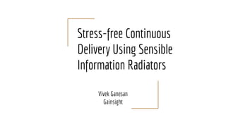 Stress-free Continuous
Delivery Using Sensible
Information Radiators
Vivek Ganesan
Gainsight
 