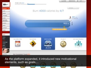 As the platform expanded, it introduced new motivational
elements, such as goals,...
 