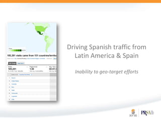 Driving Spanish traffic from Latin America & SpainInability to geo-target efforts