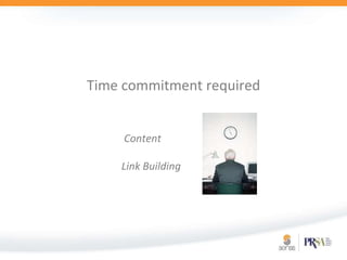 Time commitment required Content		Link Building		