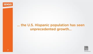 … the U.S. Hispanic population has seen
           unprecedented growth…




7
 