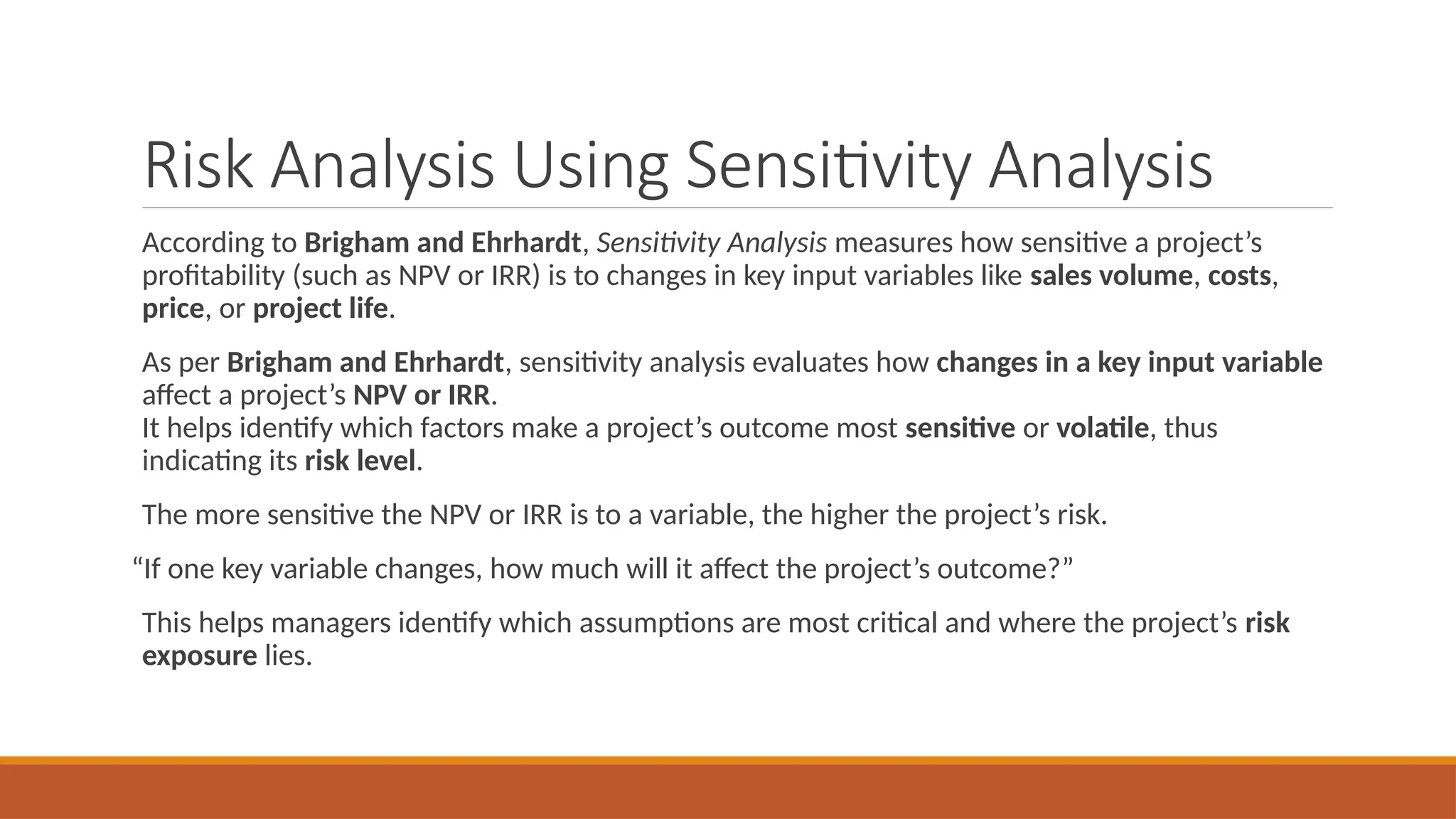 Capital Budgeting - Risk Analysis Using Sensitivity Analysis | PPTX