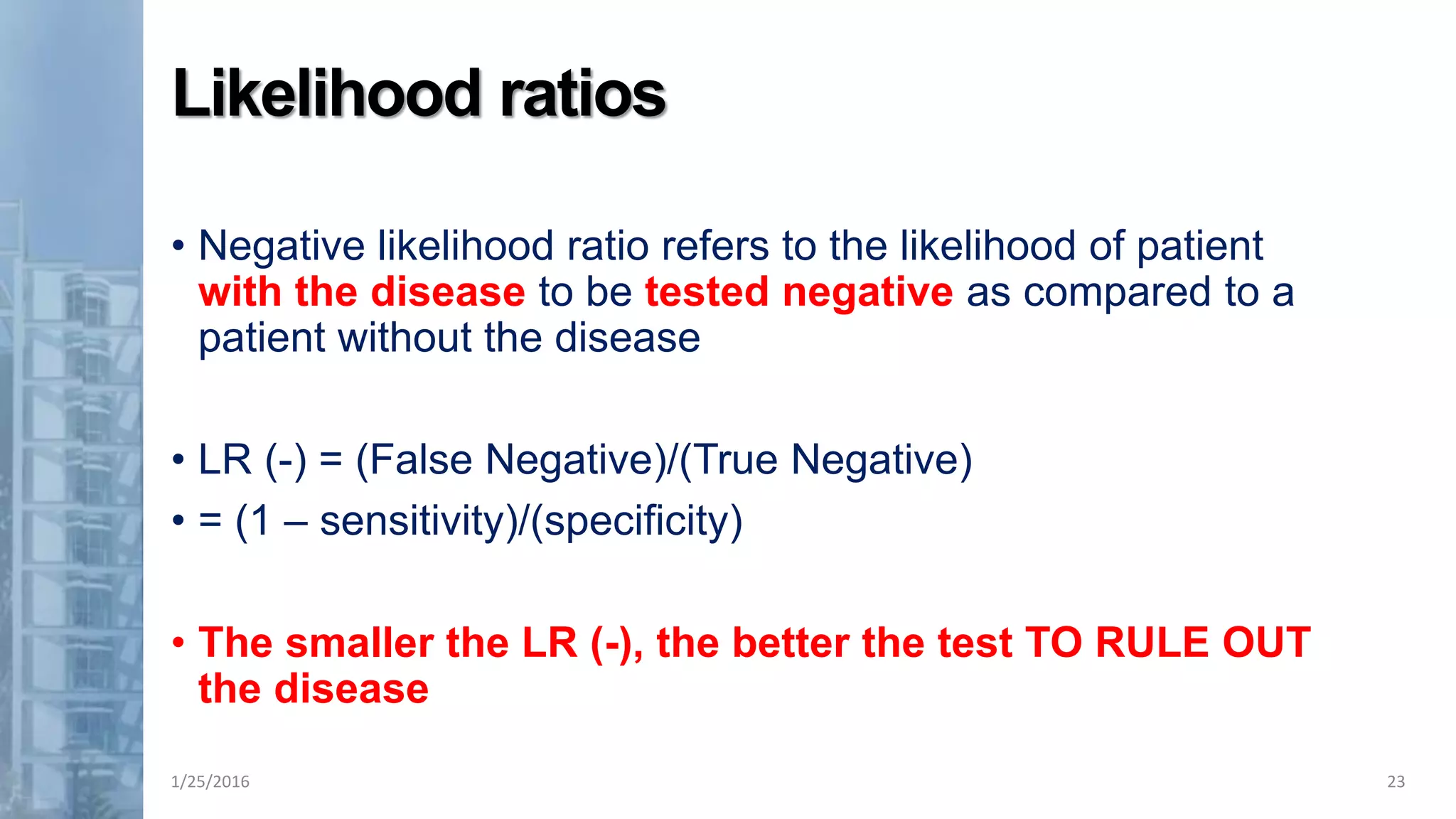 Likelihood Ratio Ranges Sensitivity, specificity and likelihood ratios | PDF