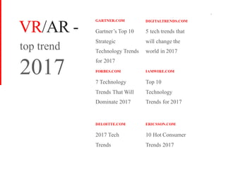 Gartner’s Top 10
Strategic
Technology Trends
for 2017
top trend
2017
3
GARTNER.COM
7 Technology
Trends That Will
Dominate ...