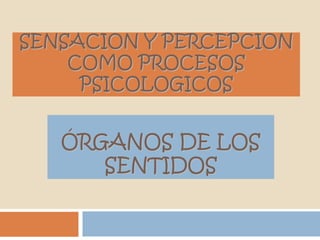 SENSACION Y PERCEPCION
COMO PROCESOS
PSICOLOGICOS
ÓRGANOS DE LOS
SENTIDOS
 