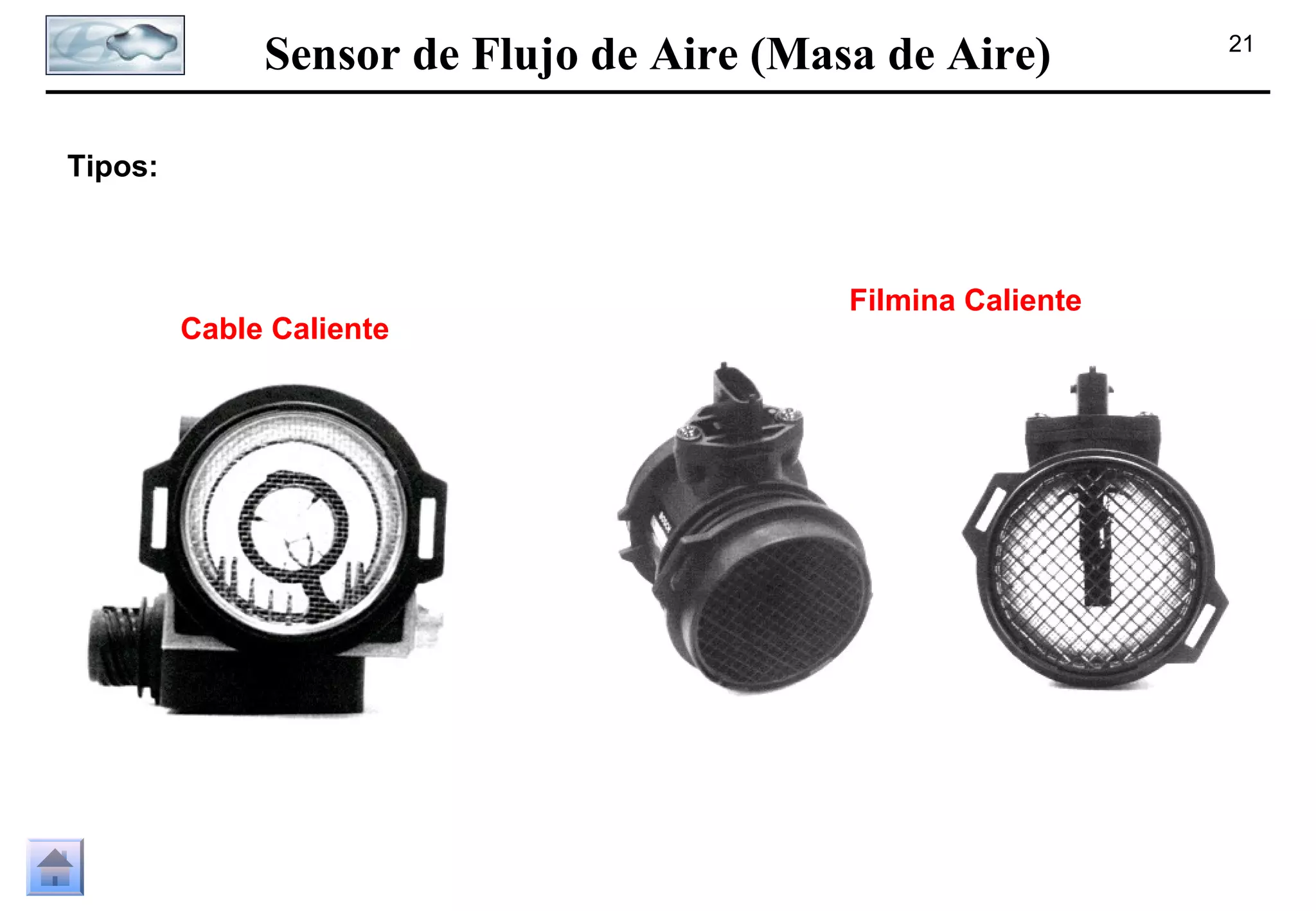 Sensor de Flujo de Aire (Masa de Aire)
Tipos:

Cable Caliente

Filmina Caliente

21

 