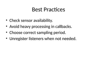 Comprehensive Guide to Android Sensor Fundamentals and Programming | PPTX
