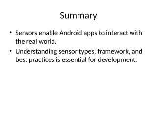 Comprehensive Guide to Android Sensor Fundamentals and Programming | PPTX