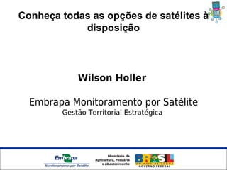 Conheça todas as opções de satélites à
            disposição



                Wilson Holler

  Embrapa Monitoramento por Satélite
         Gestão Territorial Estratégica




       Unidade Síntese
 