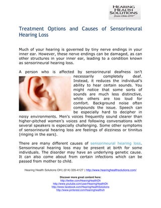 Treatment Options and Causes of Sensorineural Hearing Loss | PDF
