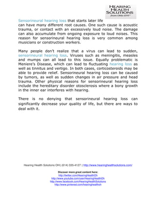 Treatment Options and Causes of Sensorineural Hearing Loss | PDF