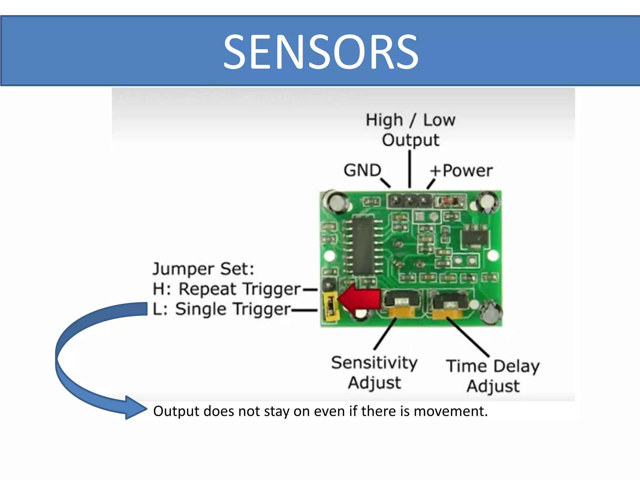 SENSORS
Output does not stay on even if there is movement.
 