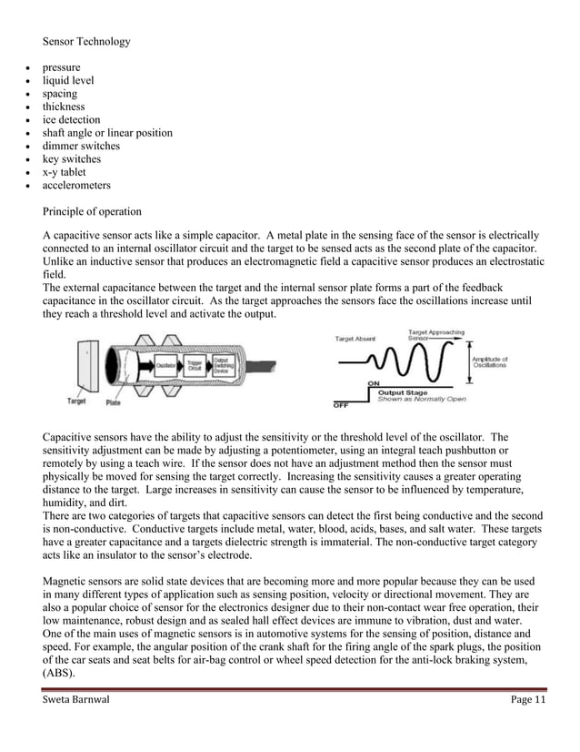 Sensors fundamentals and characteristics, physical principle of sensing