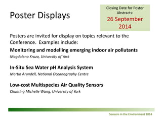 Sensors in the Environment 2014 
One-shot Disposable Biosensor for Ammonia Detection 18 
Dr. Guido Drago 
Gwent Group 
 