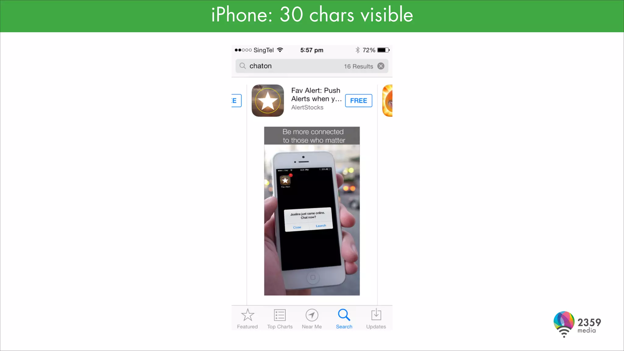 iPhone: 30 chars visible

 