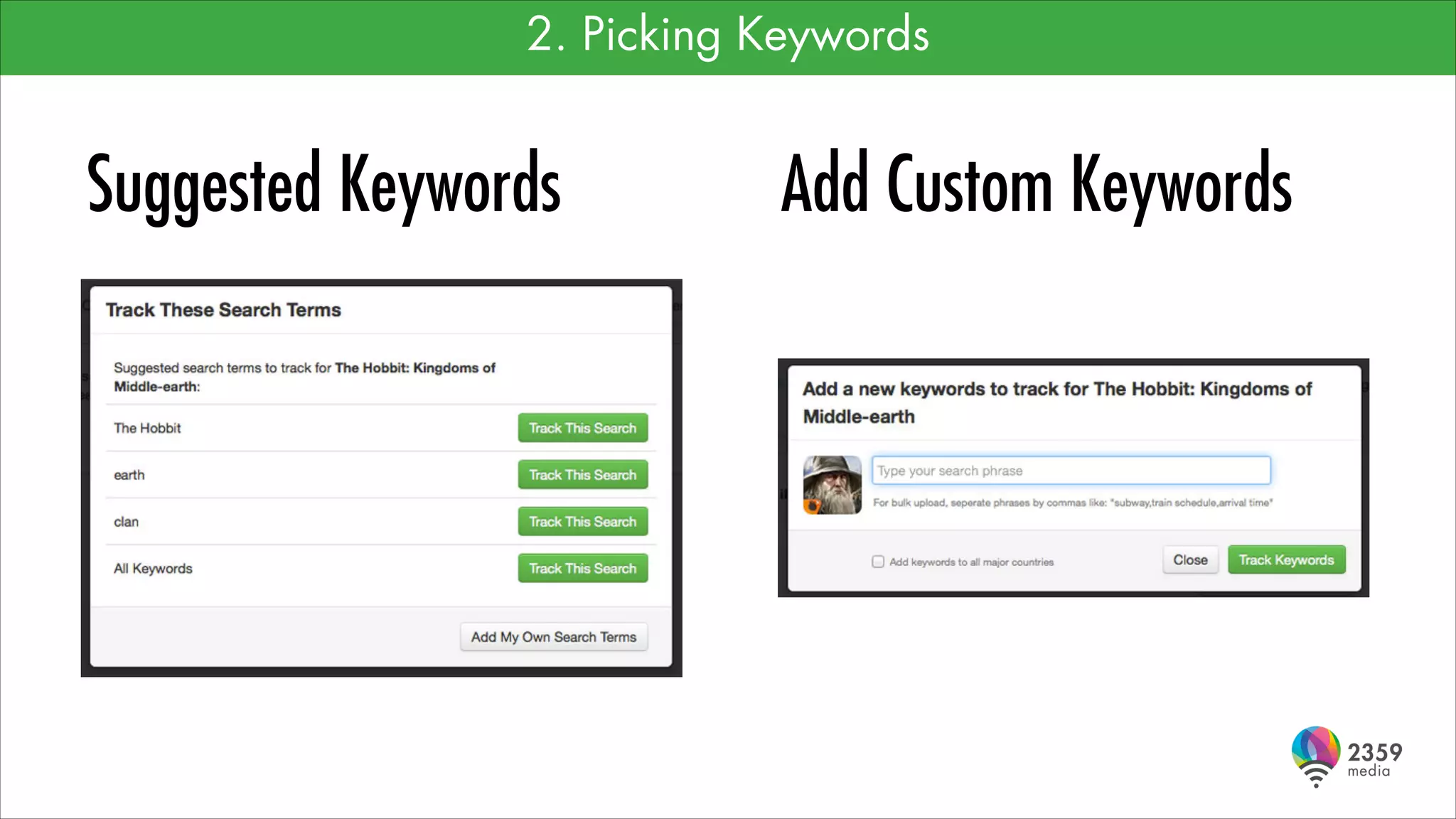 2. Picking Keywords

Suggested Keywords

Add Custom Keywords

 