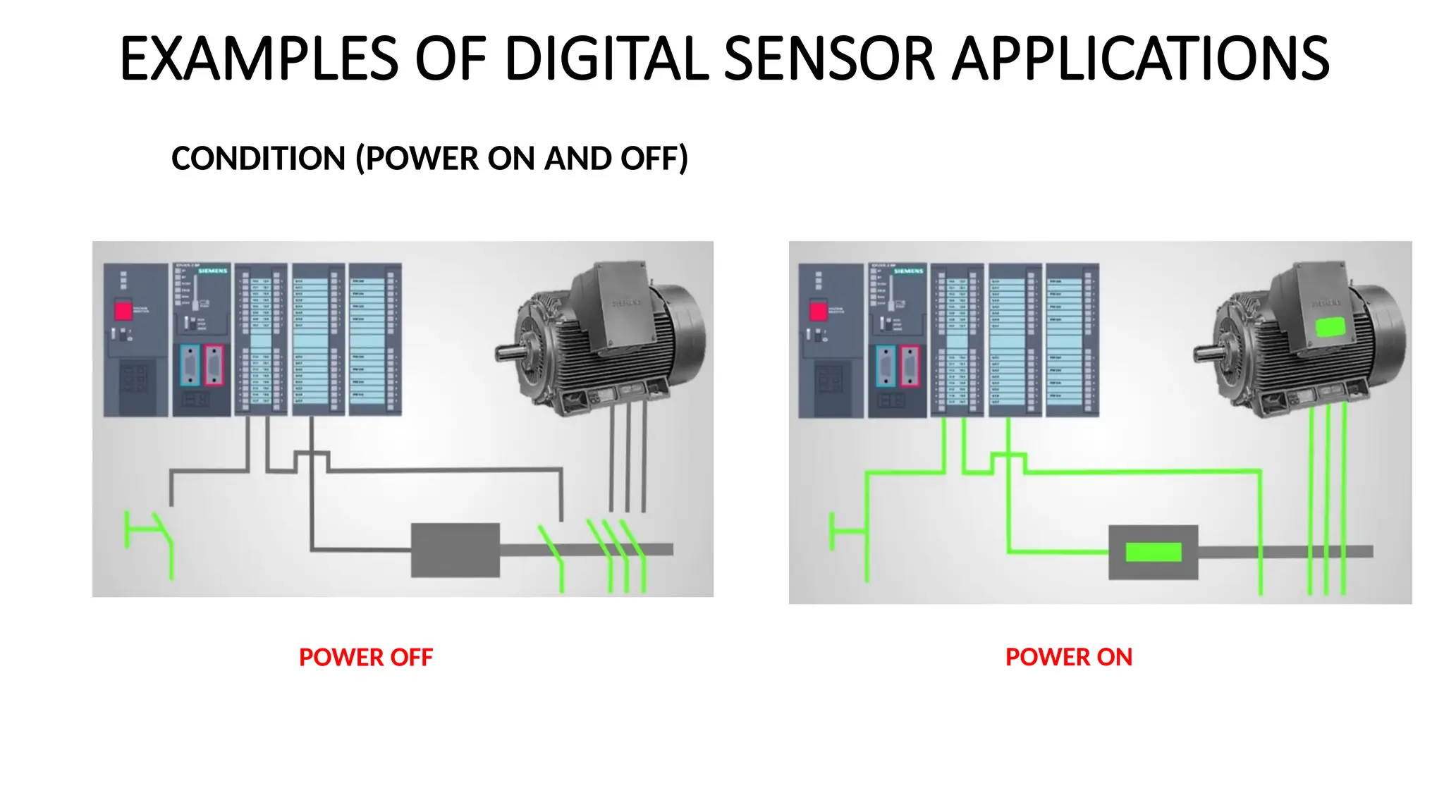 EXAMPLES OF DIGITAL SENSOR APPLICATIONS
CONDITION (POWER ON AND OFF)
POWER OFF POWER ON
 