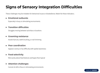 Sensory Integration in Autism: Understanding and Supporting Children | PDF