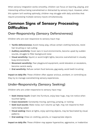 Understanding Sensory Integration and Processing | PDF