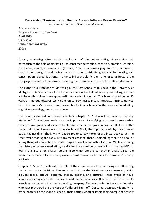 Customer Sense How The Senses Influence Buying Behavior Book Review Customer Sense How The Senses Influence Buying Behavior Forthcoming Assignment Helper Malaysia also Essays On Business Ethics Sample Essay Papers