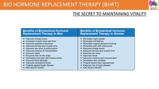 BIO HORMONE REPLACEMENT THERAPY (BHRT)
THE SECRET TO MAINTAINING VITALITY
 