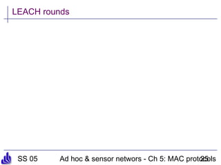 SS 05 Ad hoc & sensor networs - Ch 5: MAC protocols25
LEACH rounds
 