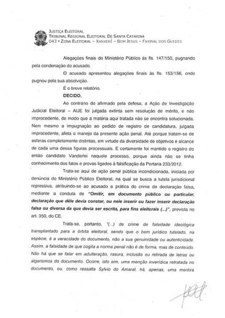 Sentença - Vaanderlei Adílio - Crime