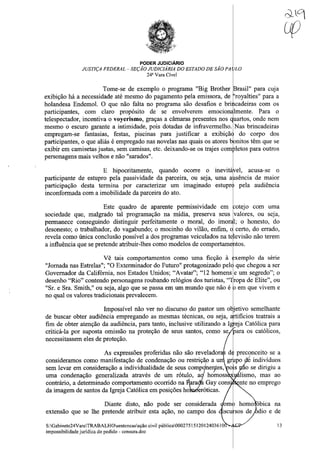 Sentença na Ação Civil Pública n.º 0002751-51.2012.4.03.6100 movida pelo MPF contra Silas Malafaia