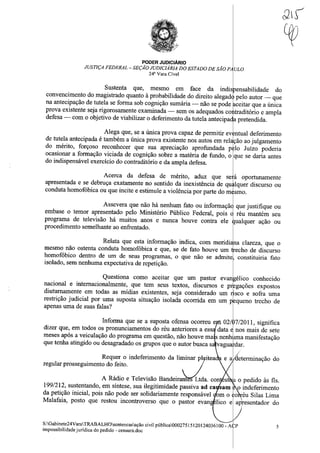 Sentença na Ação Civil Pública n.º 0002751-51.2012.4.03.6100 movida pelo MPF contra Silas Malafaia