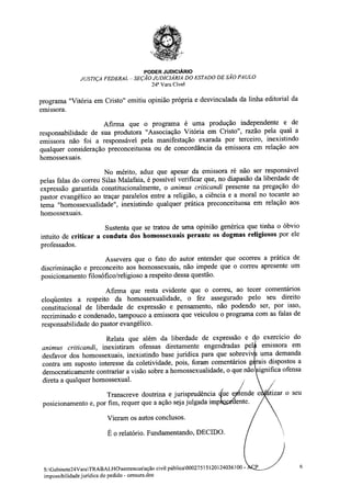 Sentença na Ação Civil Pública n.º 0002751-51.2012.4.03.6100 movida pelo MPF contra Silas Malafaia