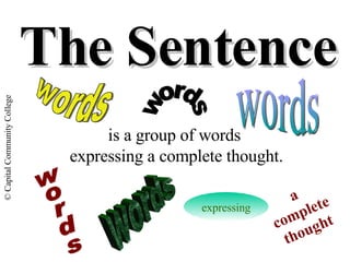 The Sentence is a group of words  expressing a complete thought. expressing a complete thought words words words words words 