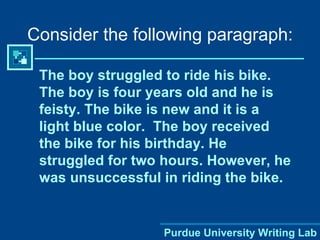 Paragraph Bike Ride Subjects and Predicates | PPT