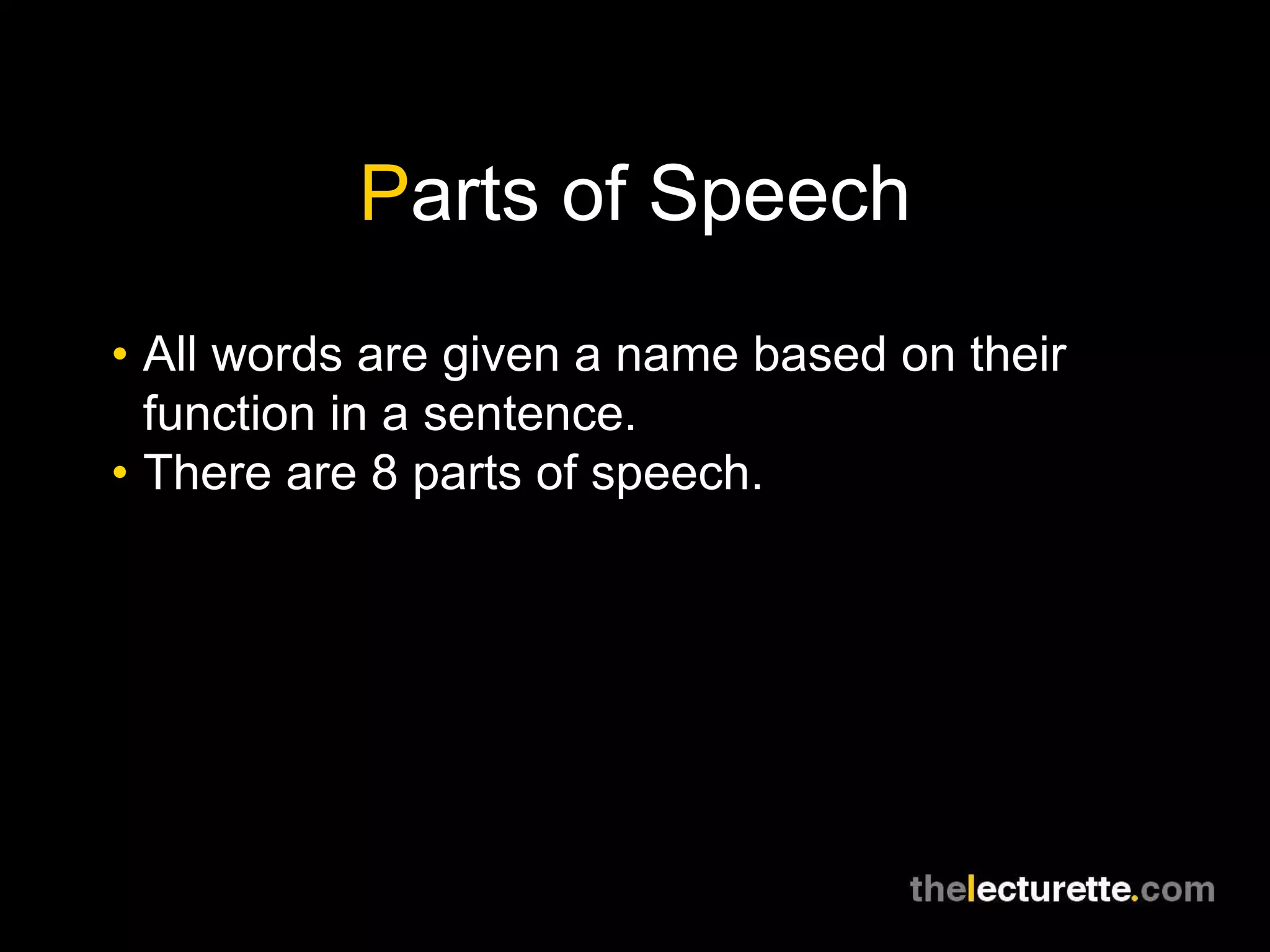 Sentence analysis: Parts of Speech | PPTX