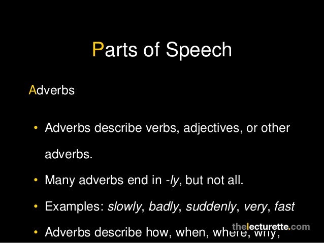 Sentence analysis Parts of Speech