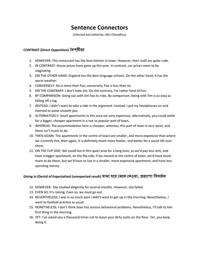 Sentence connectors PDF
