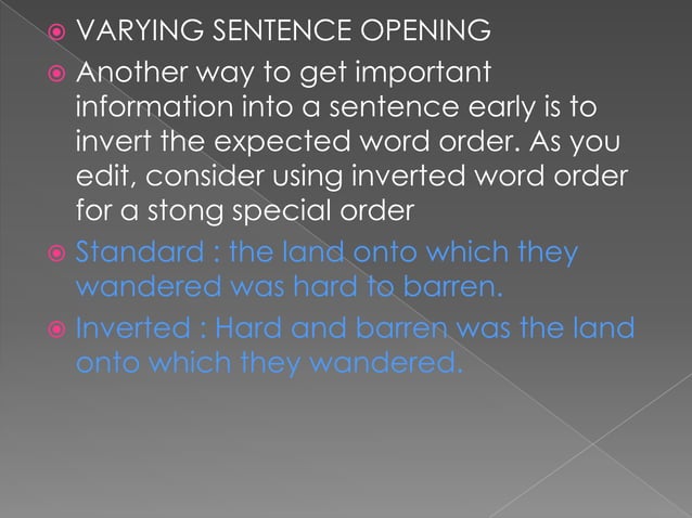 Sentence emphasis and variety | PPTX